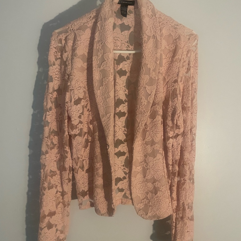 Elegant Pink Lace Women's Jacket